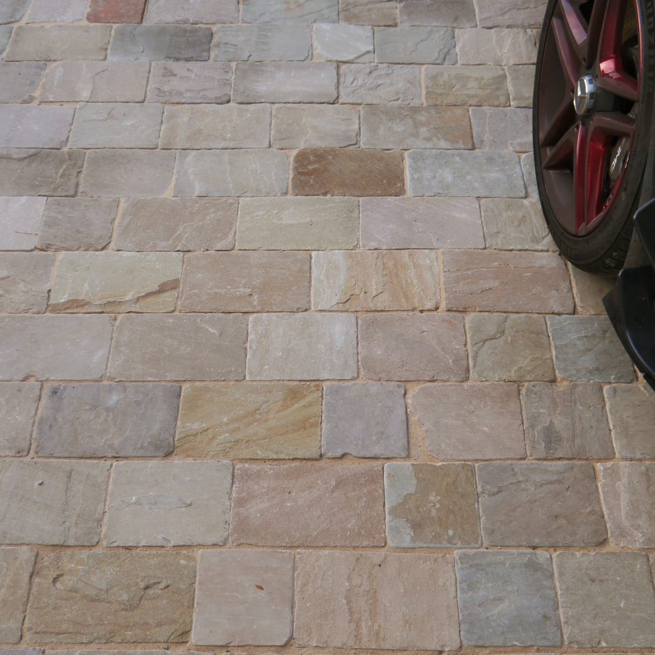 Savanna Sandstone Block Paving tan, brown, beige paving blocks for driveway