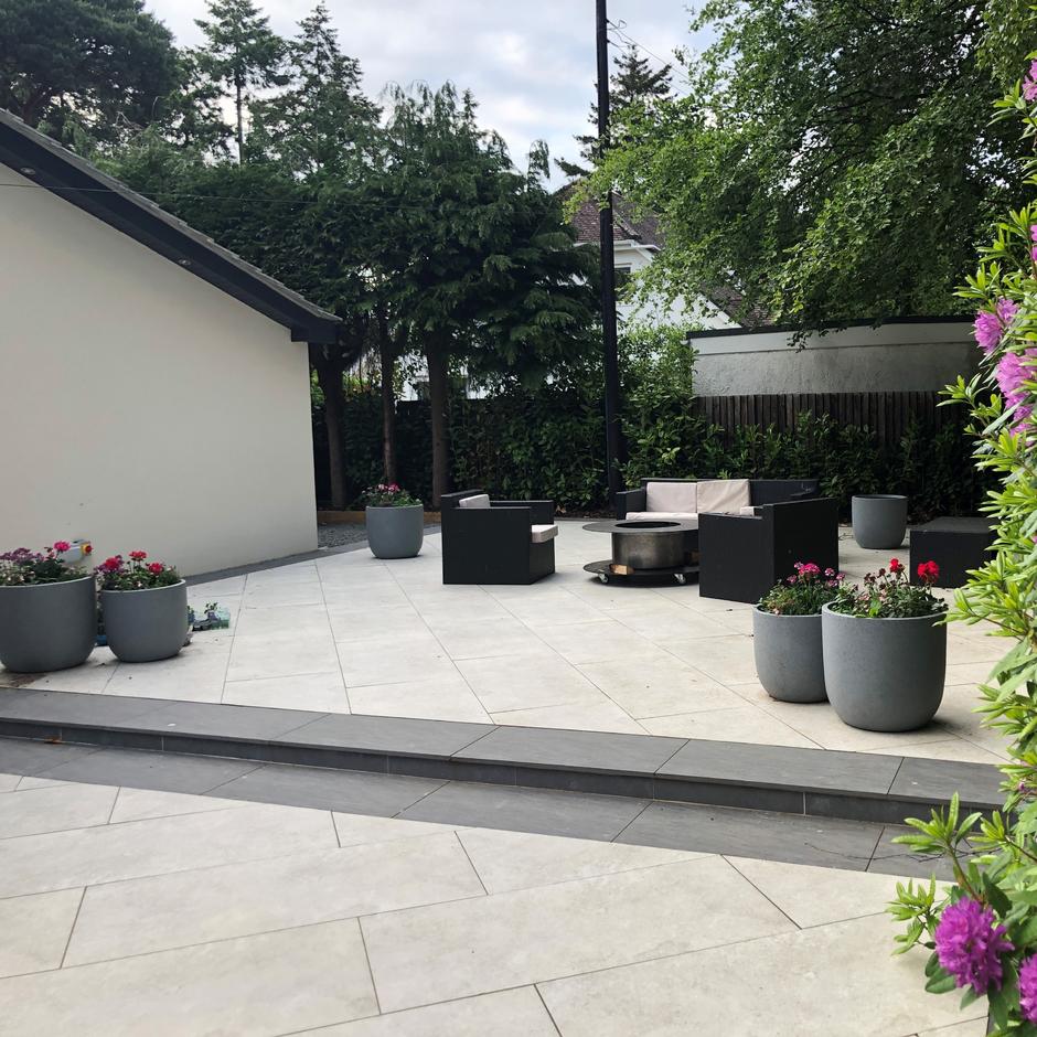 Quartz Anthracite Porcelain Paving chic modern back garden patio
