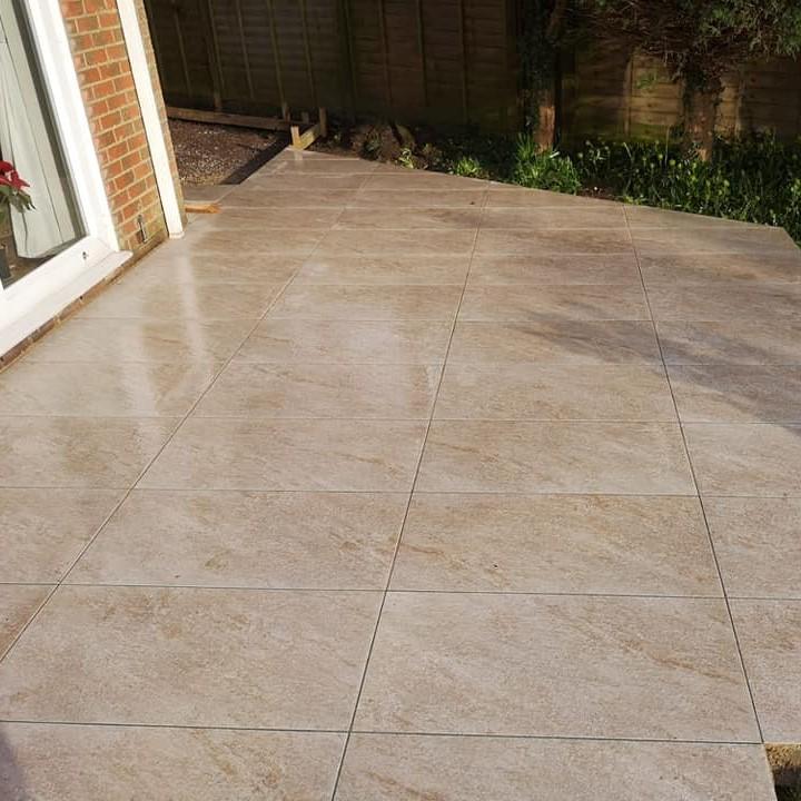 Manhattan Beige Porcelain Paving garden patio