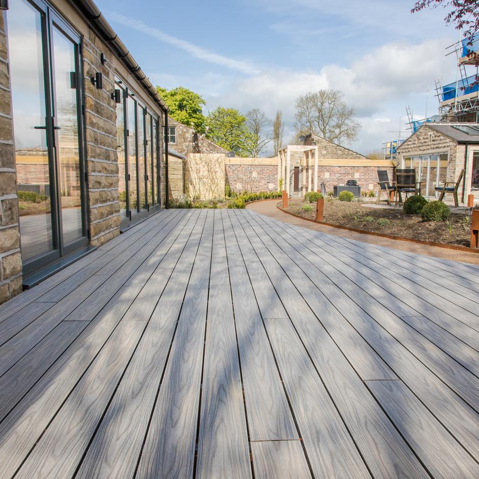 Composite Prime HD Dual Deck Antique grey installed outside home