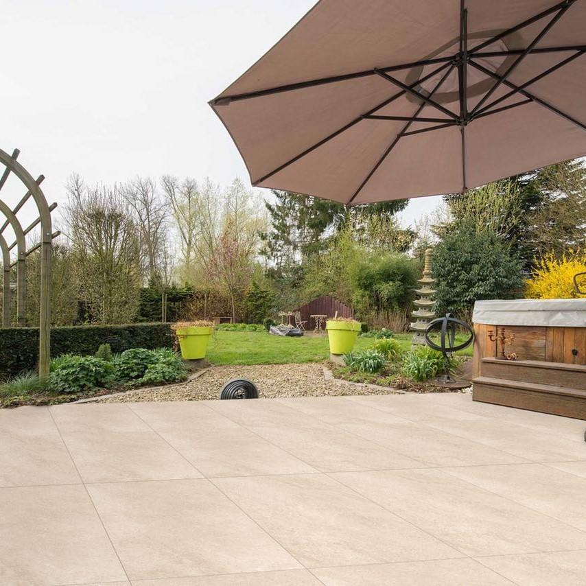 sienna cappuccino porcelain paving back garden patio