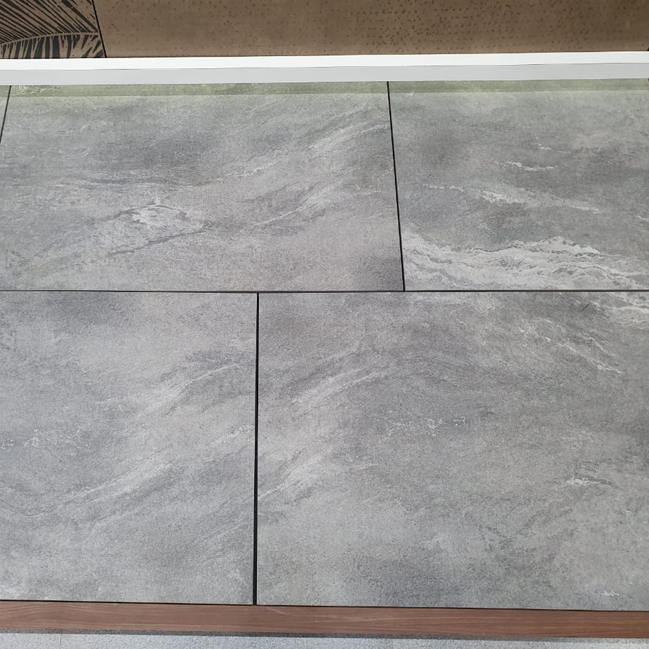 grey porcelain paving up close