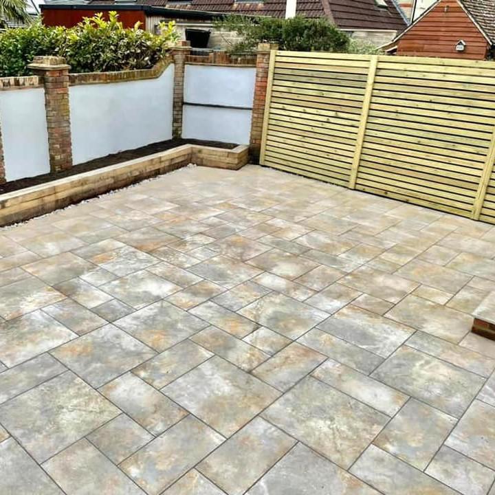 cream and gold garden paving