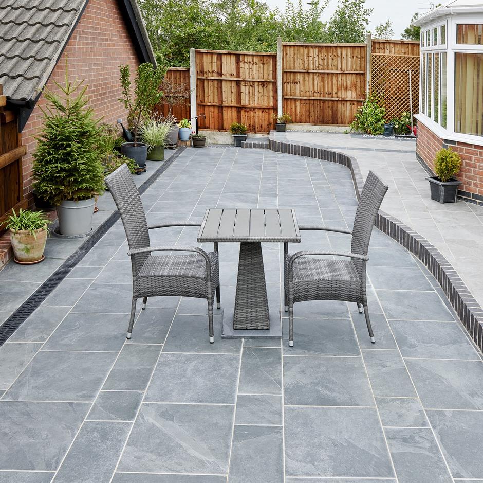 Brett Eden Slate Porcelain Paving, Midnight Shadow