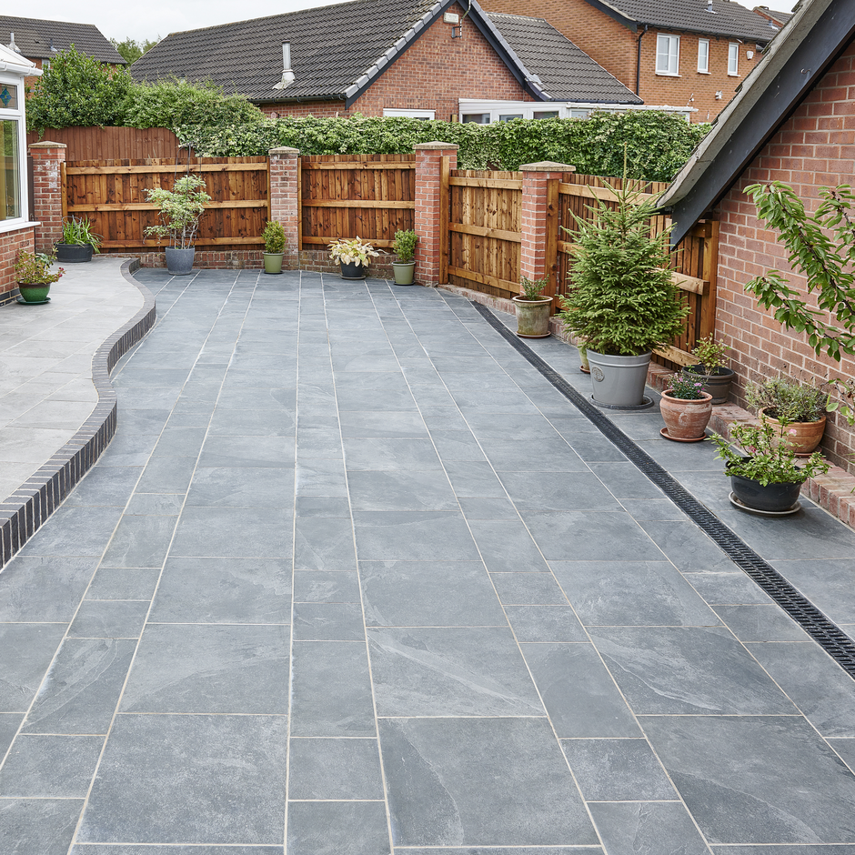 Brett Eden Slate Porcelain Paving, Midnight Shadow