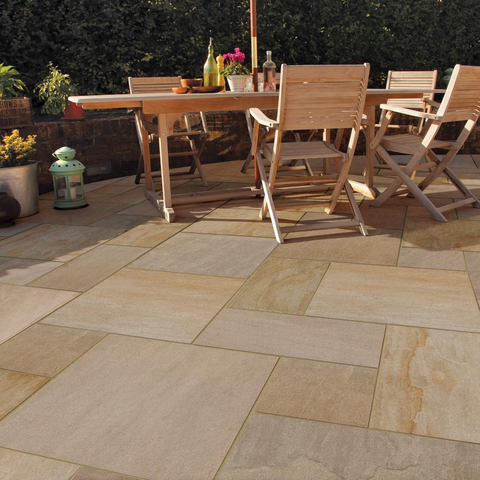 Brett Eden Sandstone Porcelain Paving, Autumn Blend