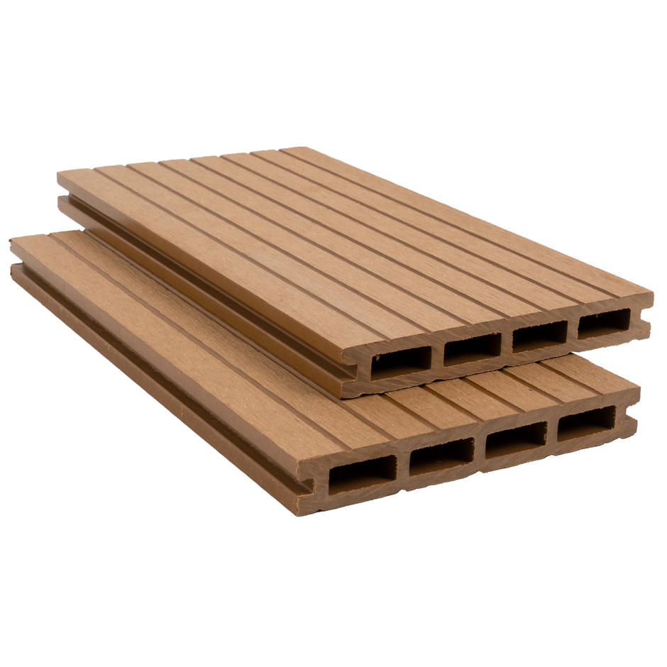 DuoGroove Composite Decking Board, Teak, 4m Stone Zone & Landscaping
