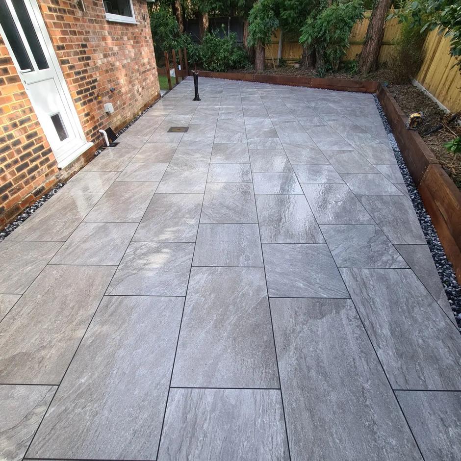 light grey garden patio slabs inspiration