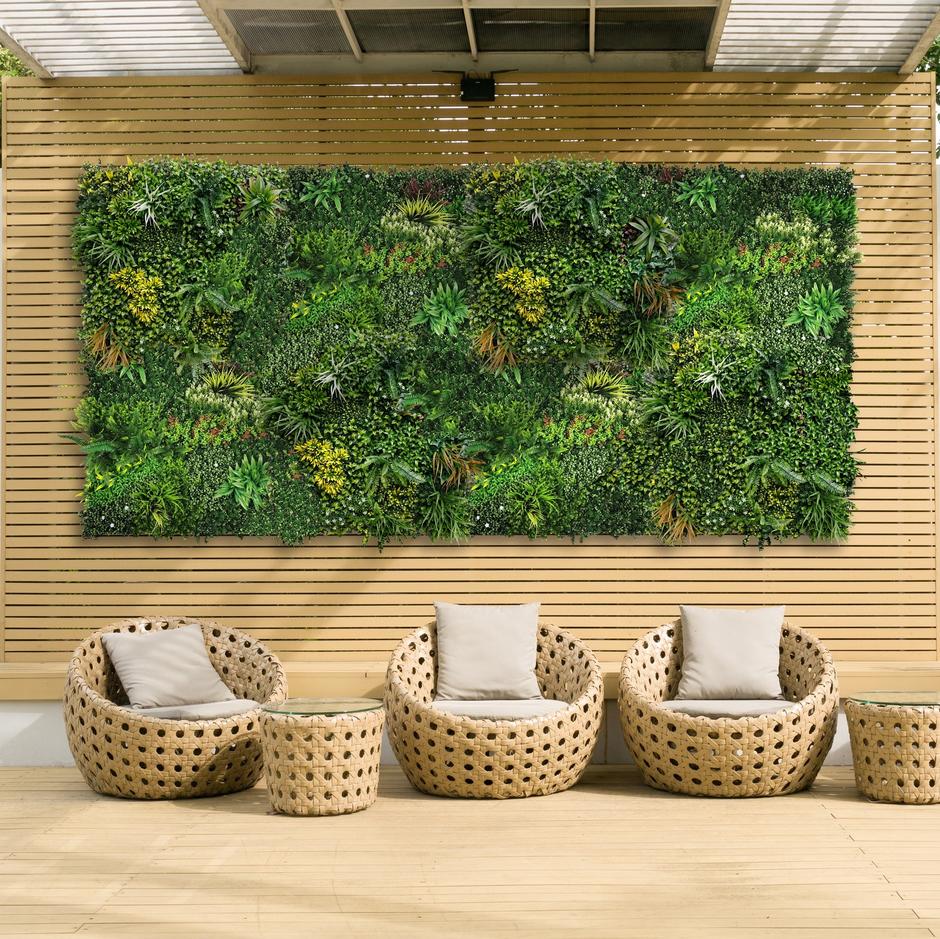 Botanical Green Artificial Living Wall 1m x 1m | Stone Zone ...