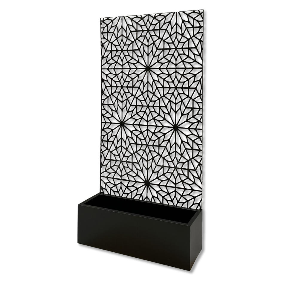 core black metal planter and screen