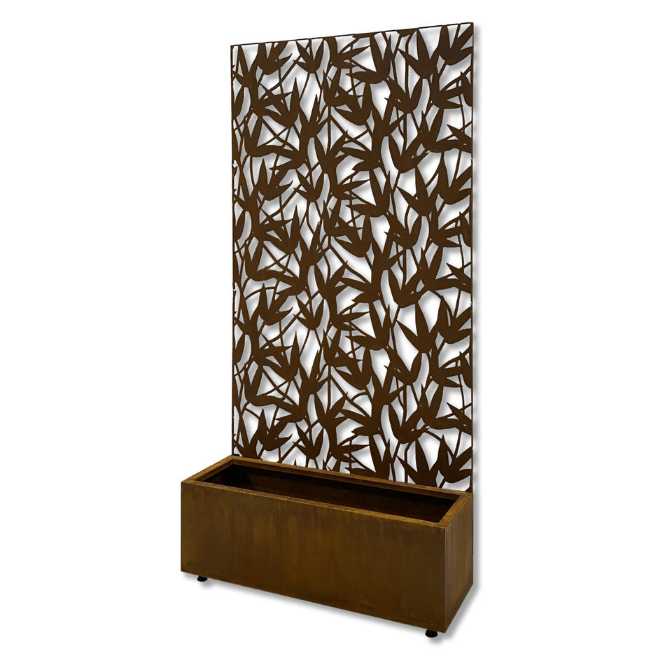 core cor-ten garden screen and planter