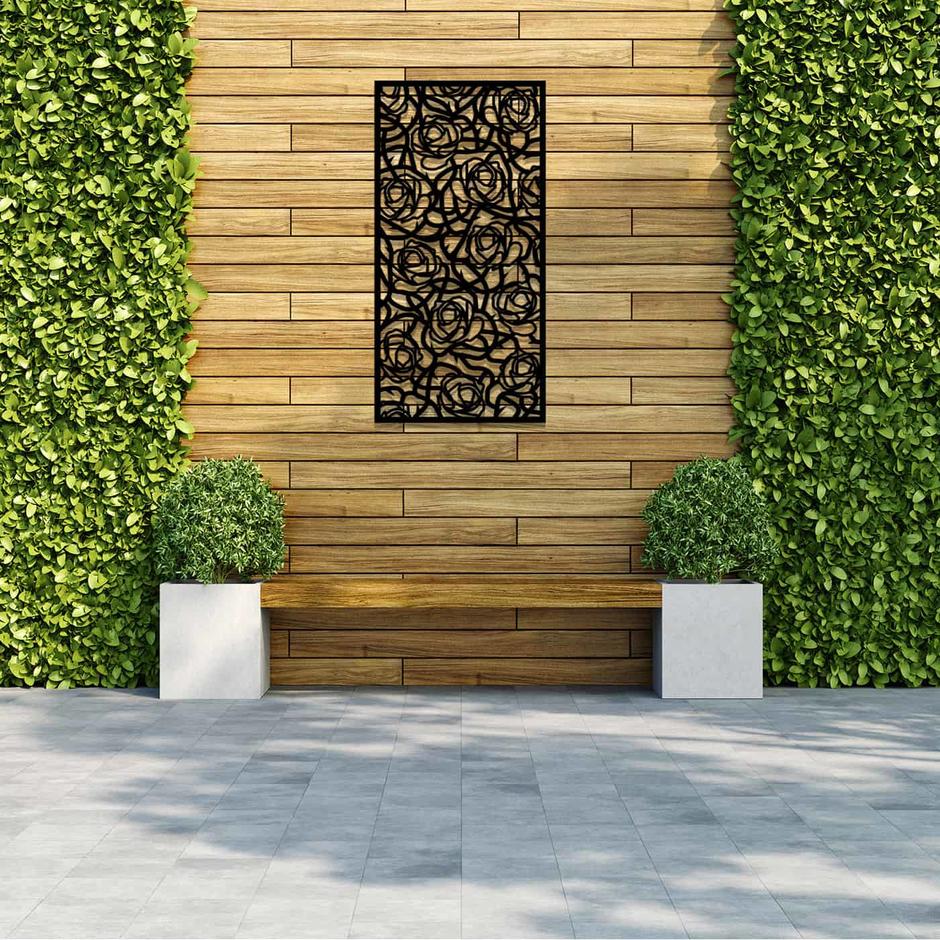 CORE Entangled Black Metal Screen in garden wall