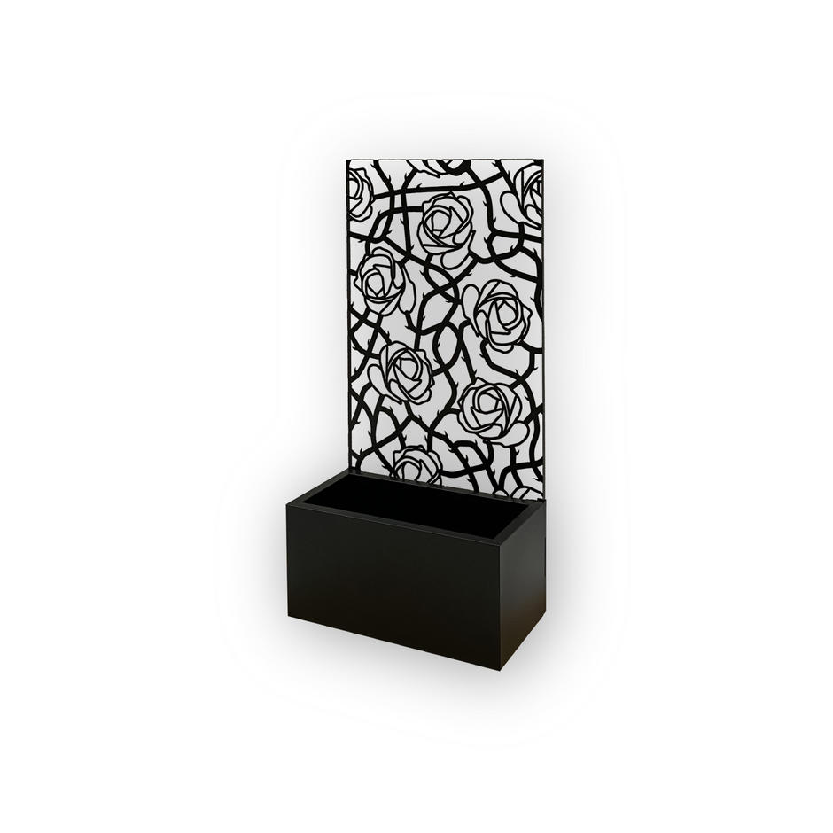 CORE Entangled Black Metal Screen with rectangle planter side view black