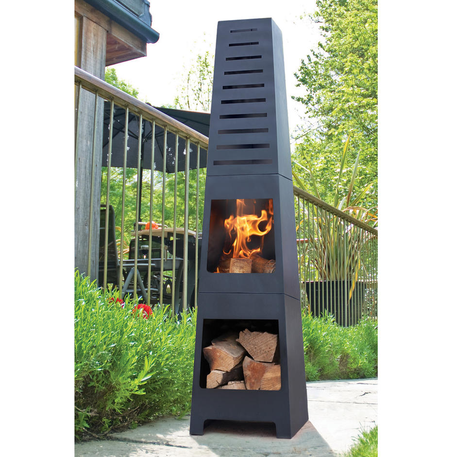 skyline chiminea in garden