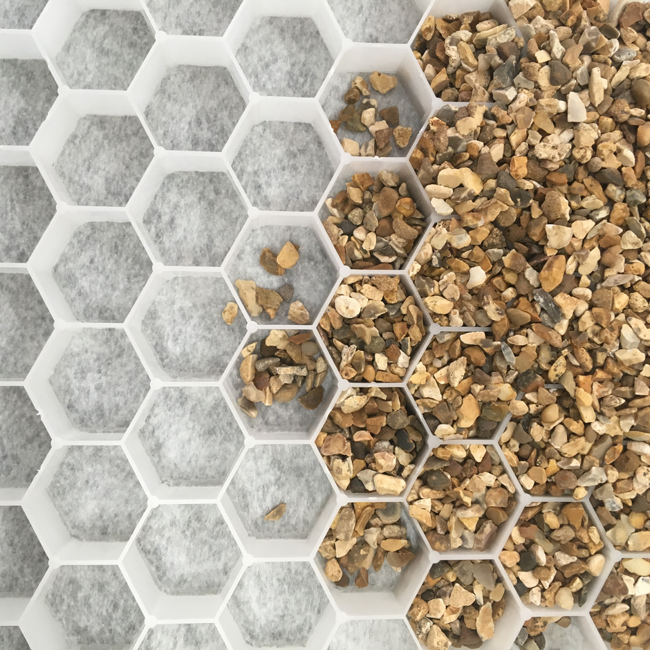 10mm Golden gravel laid on grid stabiliser