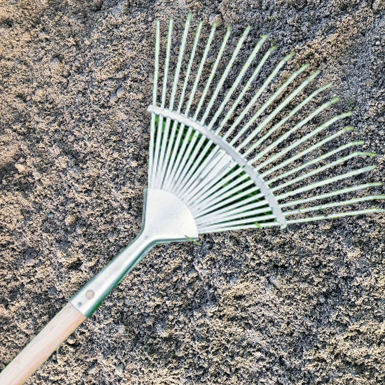 rake on top of 10mm top dressing soil