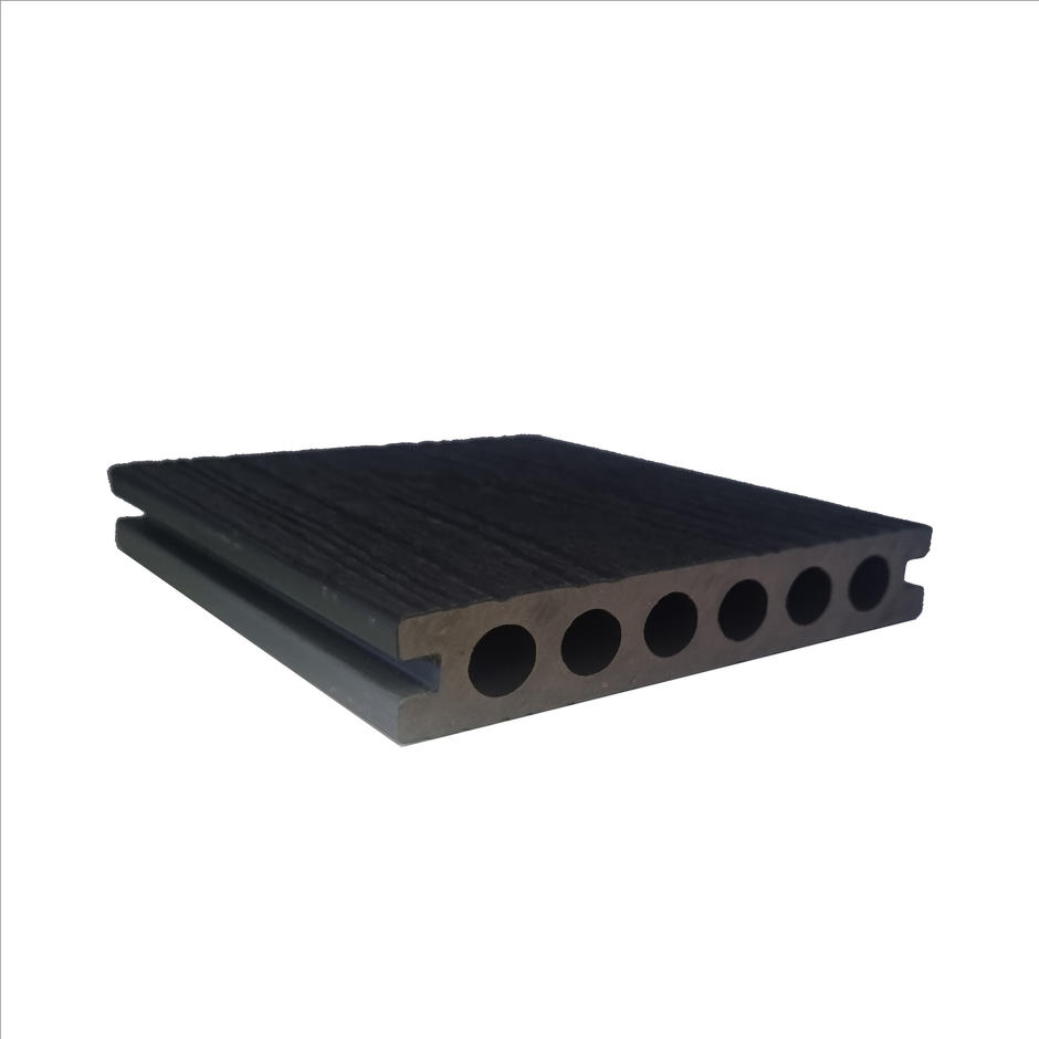 Composite decking board direct anthracite black wood grain up-close