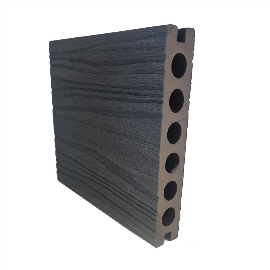 Composite decking board direct grey wood grain up-close