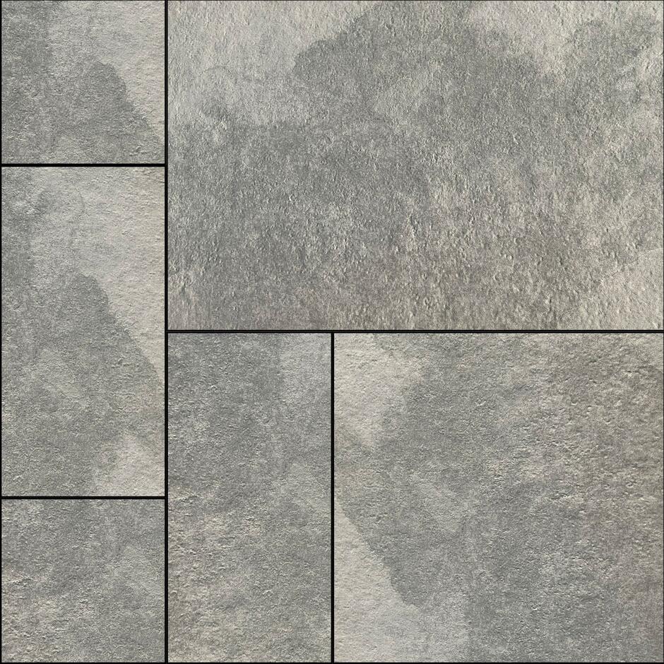 Natural Grey Slate Porcelain Paving mixed size patio pack