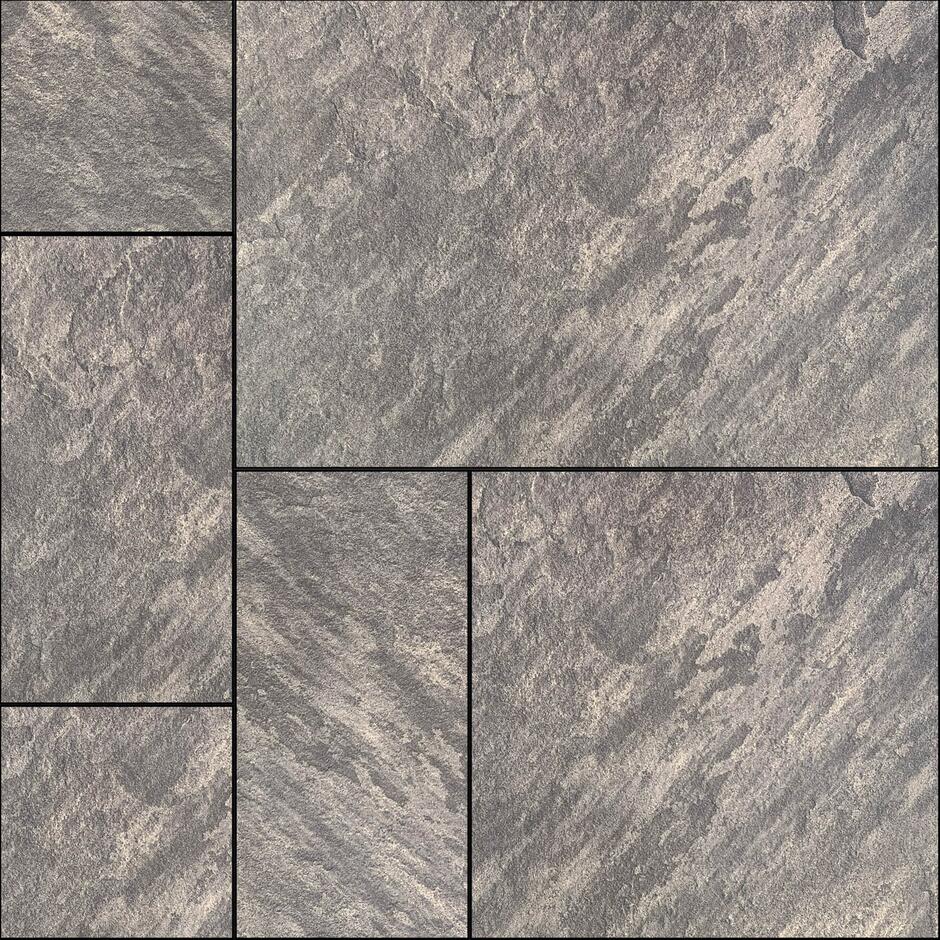 Natural Sagar Black Porcelain Paving mixed size patio pack