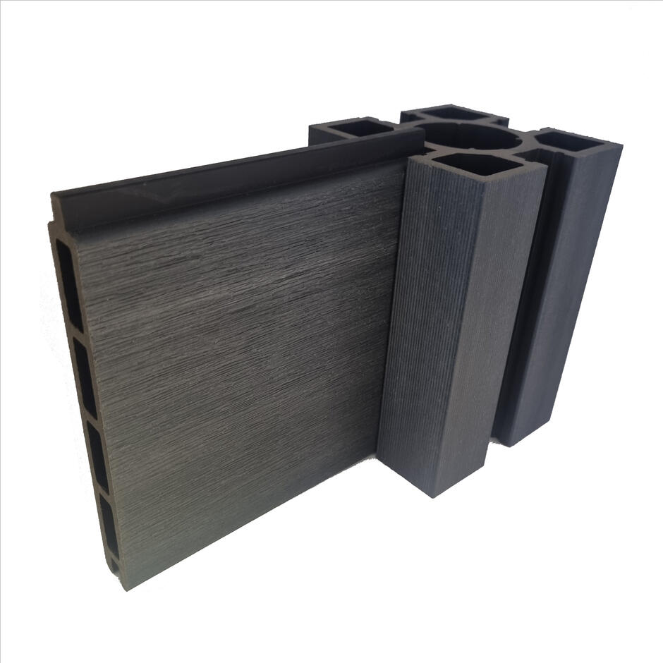 grey composite fencing board and post