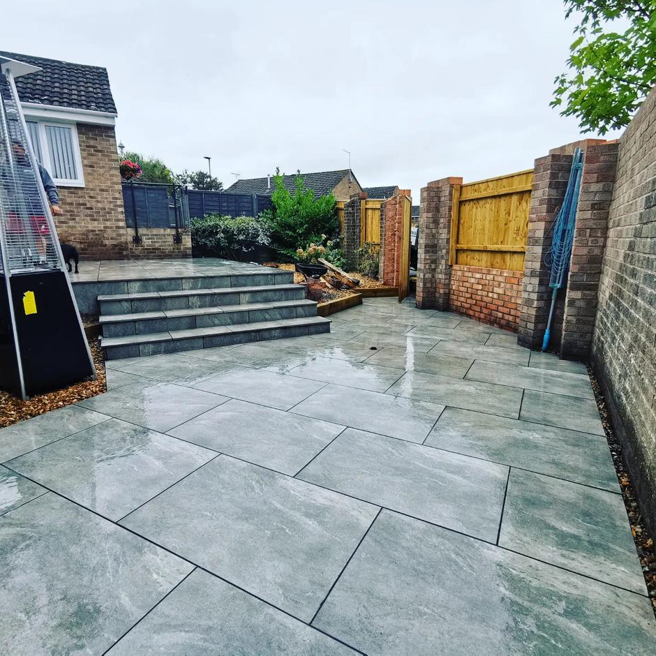 marble-effect Grey Porcelain Paving