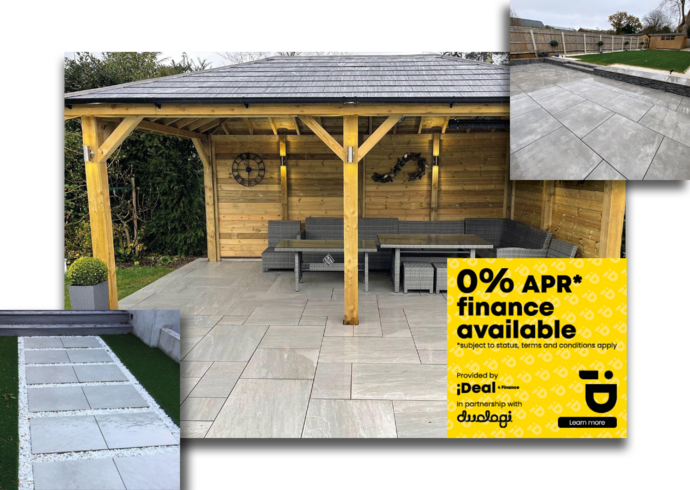 Grey Porcelain Paving slabs in back garden patio