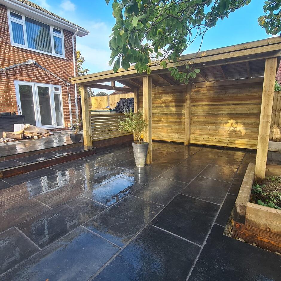 carbon black limestone natural indian paving slabs patio back garden