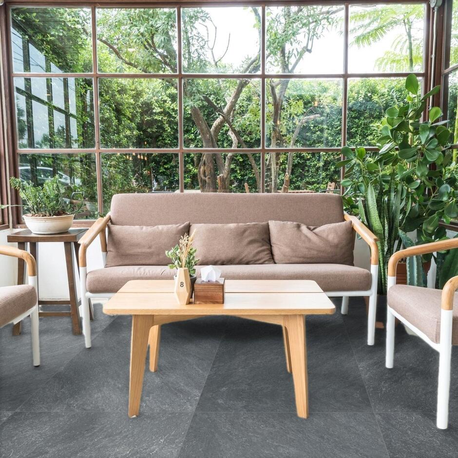 Dakota Black Porcelain Paving dark grey paving slabs