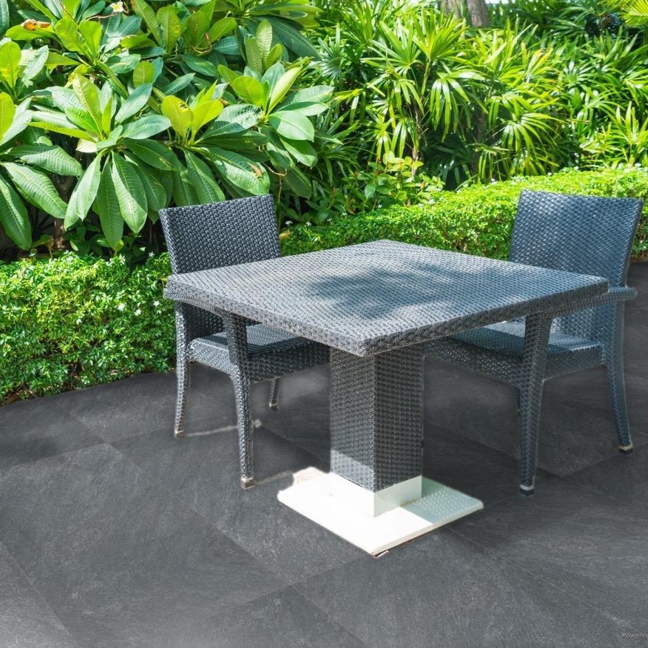 Dakota Black Porcelain Paving charcoal dark grey garden paving slabs