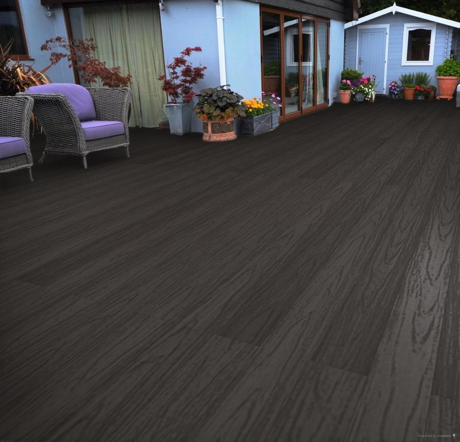 Wessex composite decking black side in garden