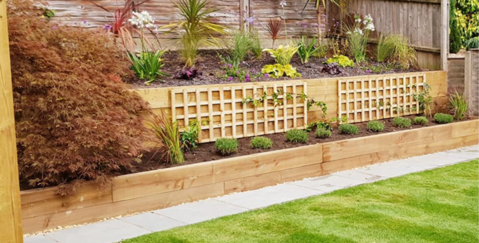 railway timber French oak sleepers for raised flower beds