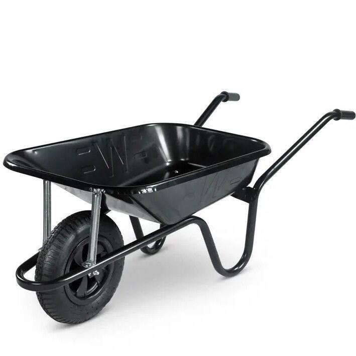 Contractor Wheelbarrow, Black, 85L pneumatic tyres black wheelbarrow