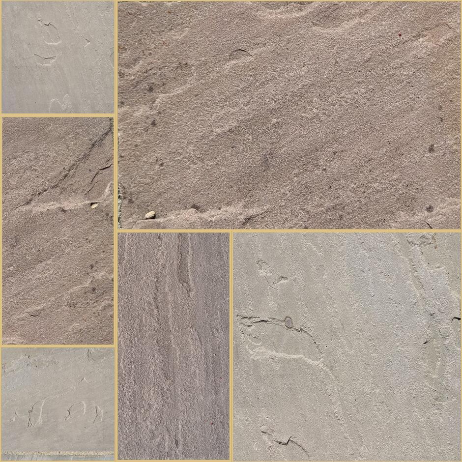 Autumn Brown Indian Sandstone Paving mixed size patio packs