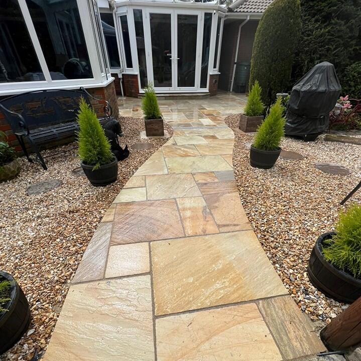 natural indian fossil sandstone paving front garden walkway
