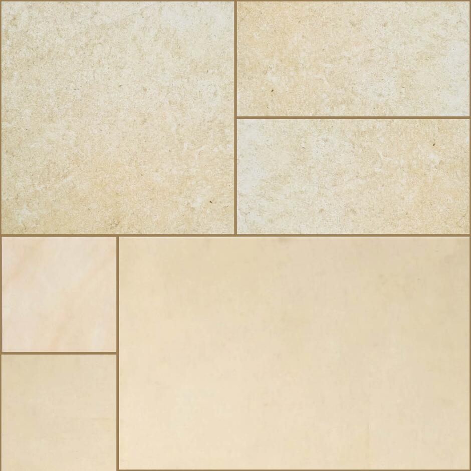 Sawn Tallow Fossil Sandstone Paving slabs patio pack laying guide