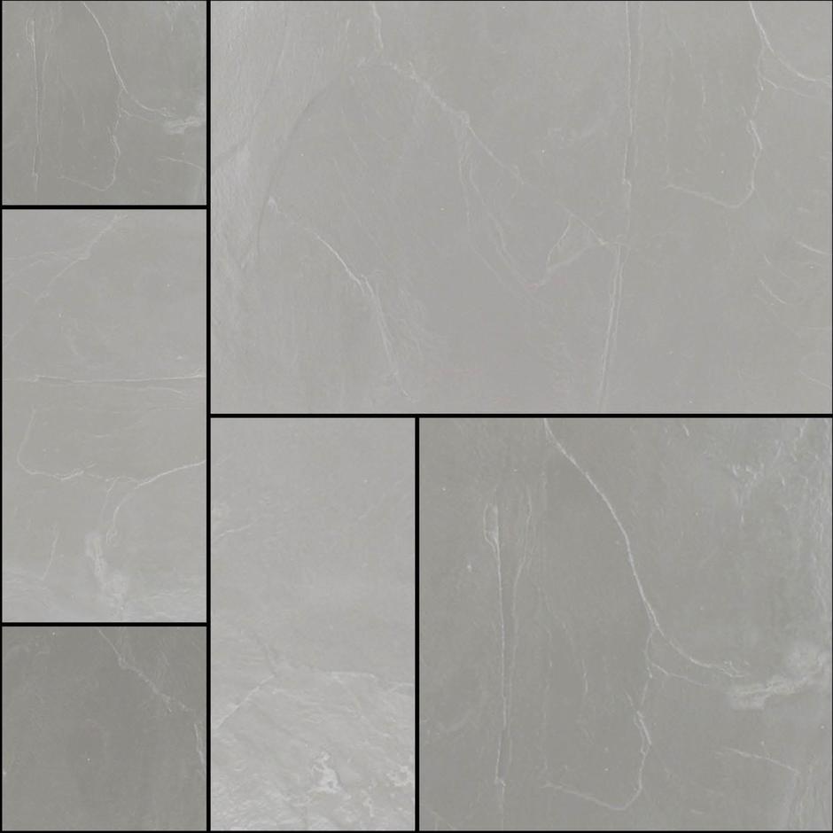 grey paving slabs as a mixed size patio pack