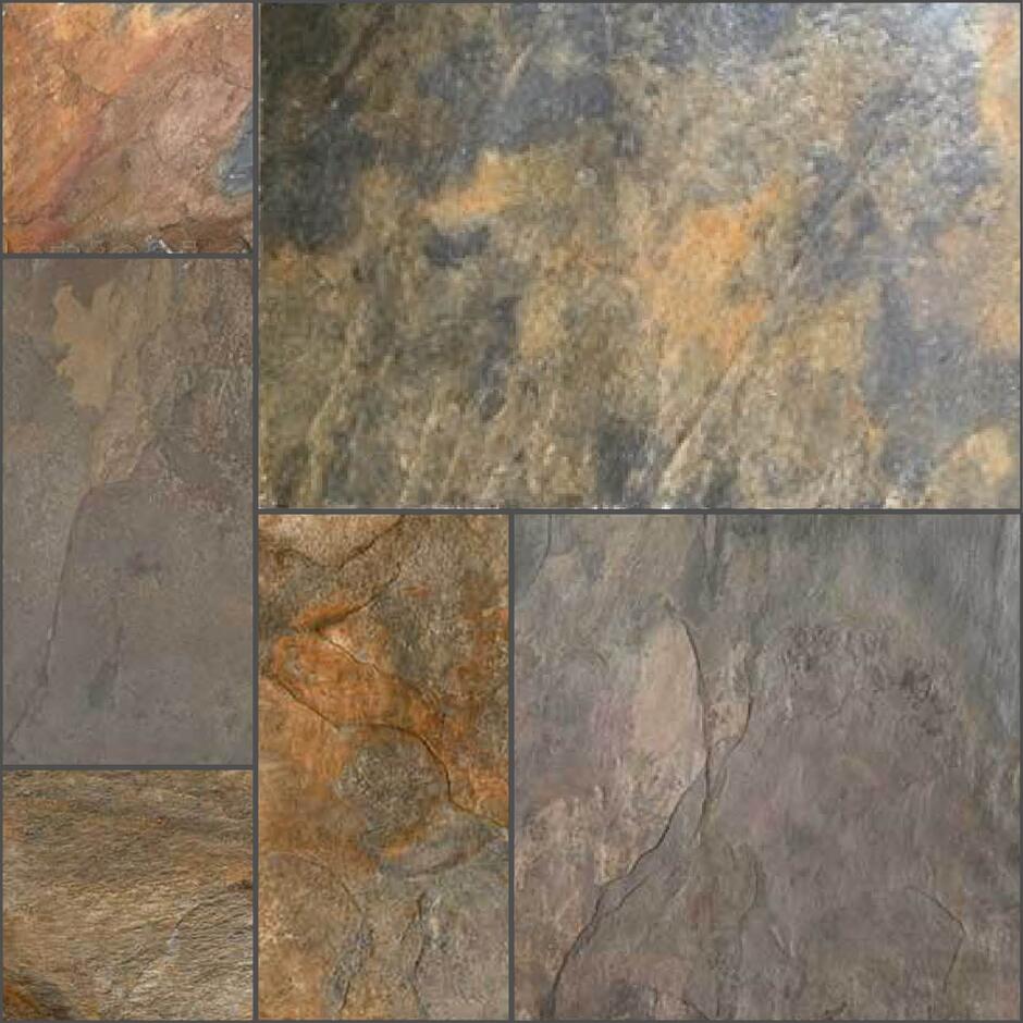 Rustic Slate Paving patio pack; natural slate paving slabs, rust, brown patio slabs
