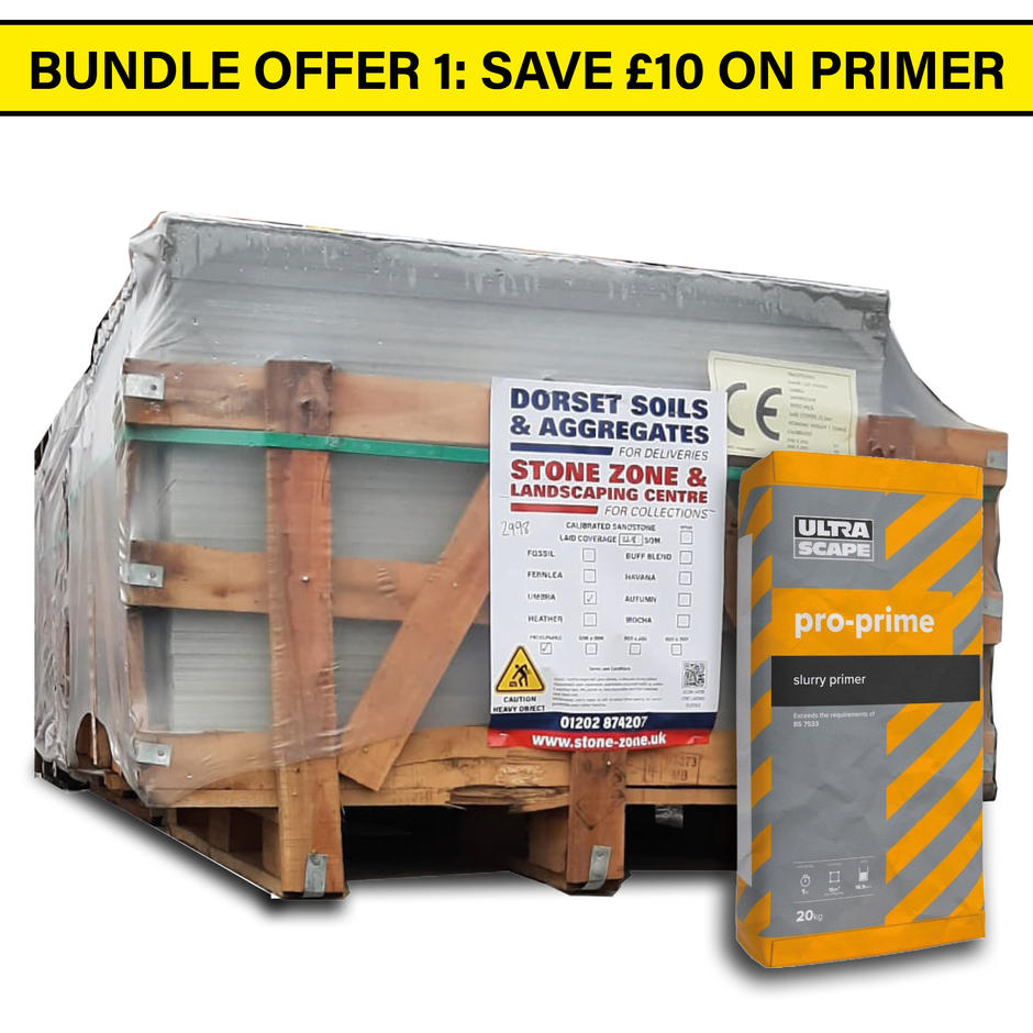 fernlea raj green sandstone paving slabs with sandstone primer bundle