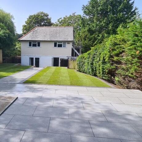 Natural silver grey porcelain paving slab back garden grey, silver porcelain patio slabs