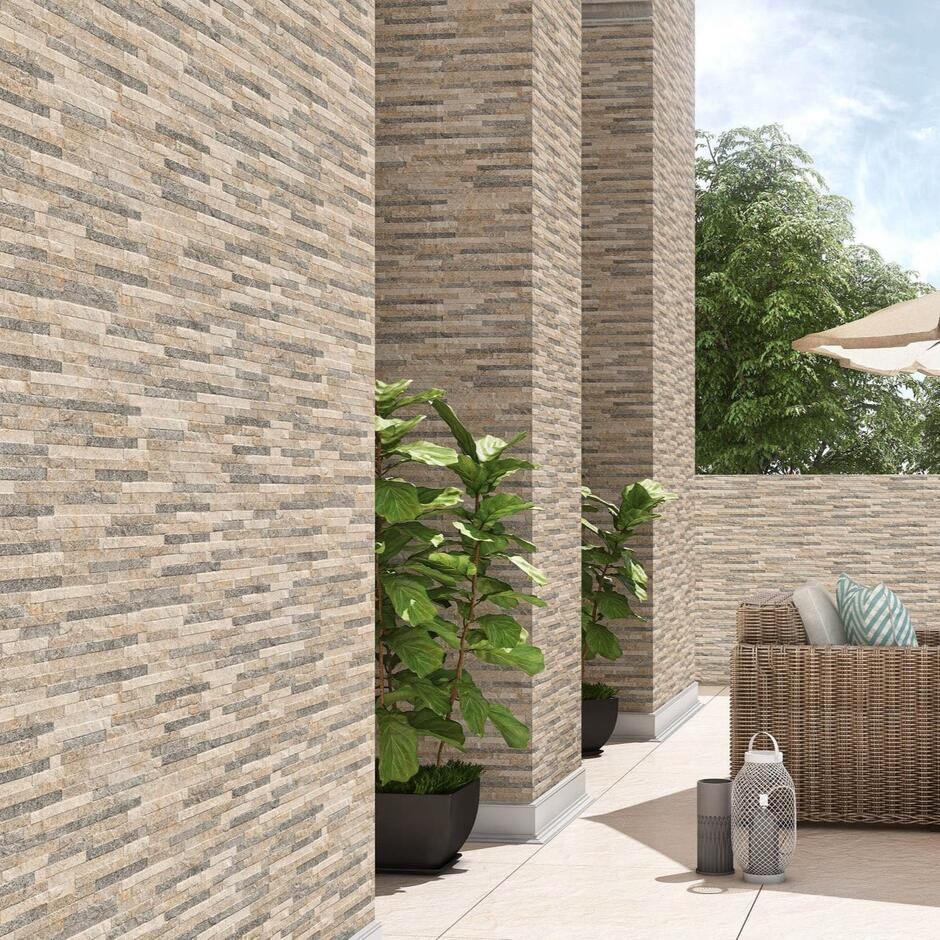 Wessex® Quartz Crema Porcelain Cladding garden walling beige, cream cladding