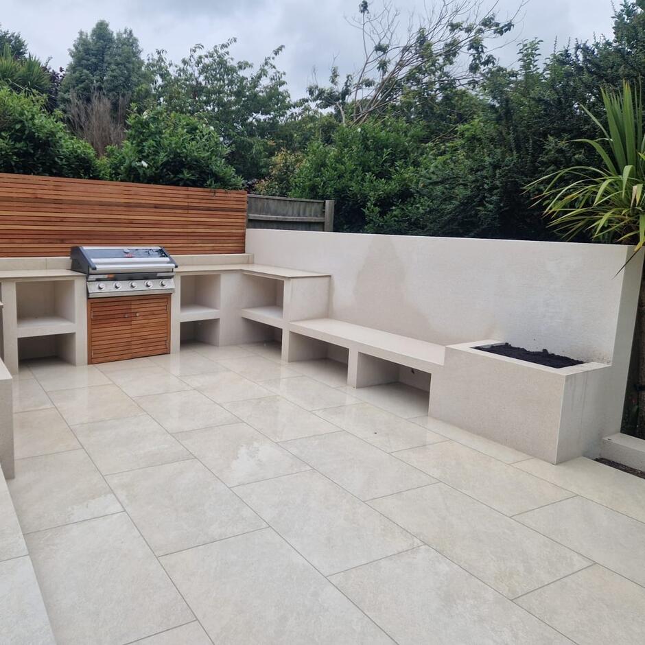 Sienna™ Quartz White Porcelain Paving; white pocelain garden tiles and paving