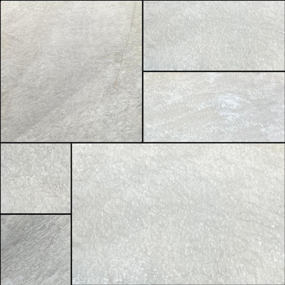 Jurassic Quartzite Porcelain Paving light grey and silver garden slabs patio pack