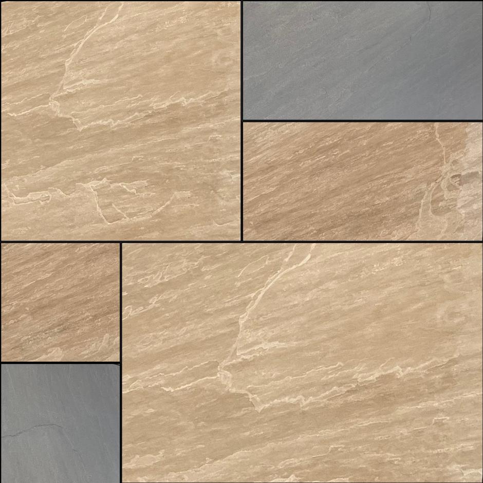 'Natural' Raj Green Porcelain Paving slabs patio pack