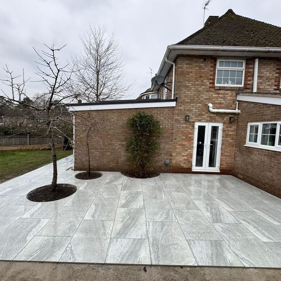 Celestial Storm dark grey Porcelain garden paving slabs