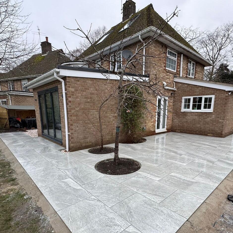 Celestial Storm dark grey Porcelain Paving slab back garden