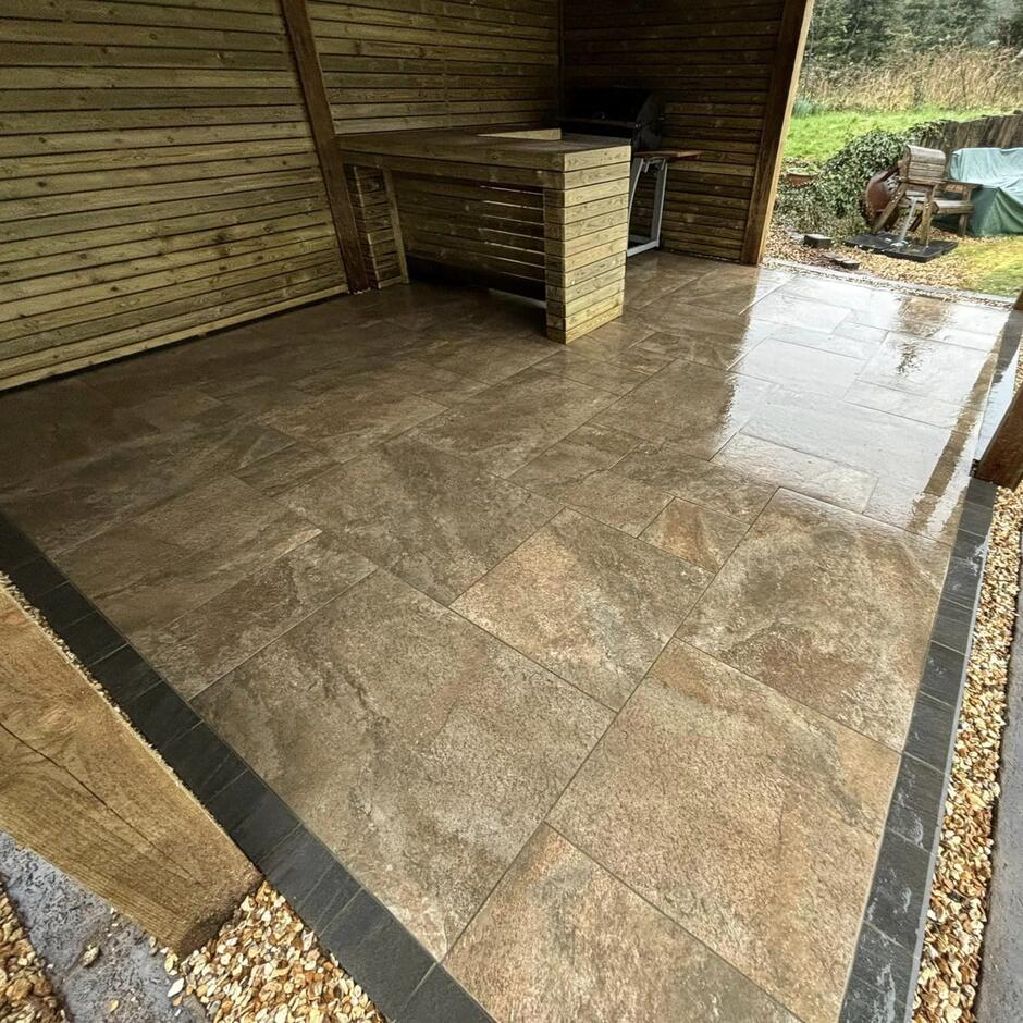 Sienna™ Caramel Mocha Porcelain Paving caramel, cream garden pavers