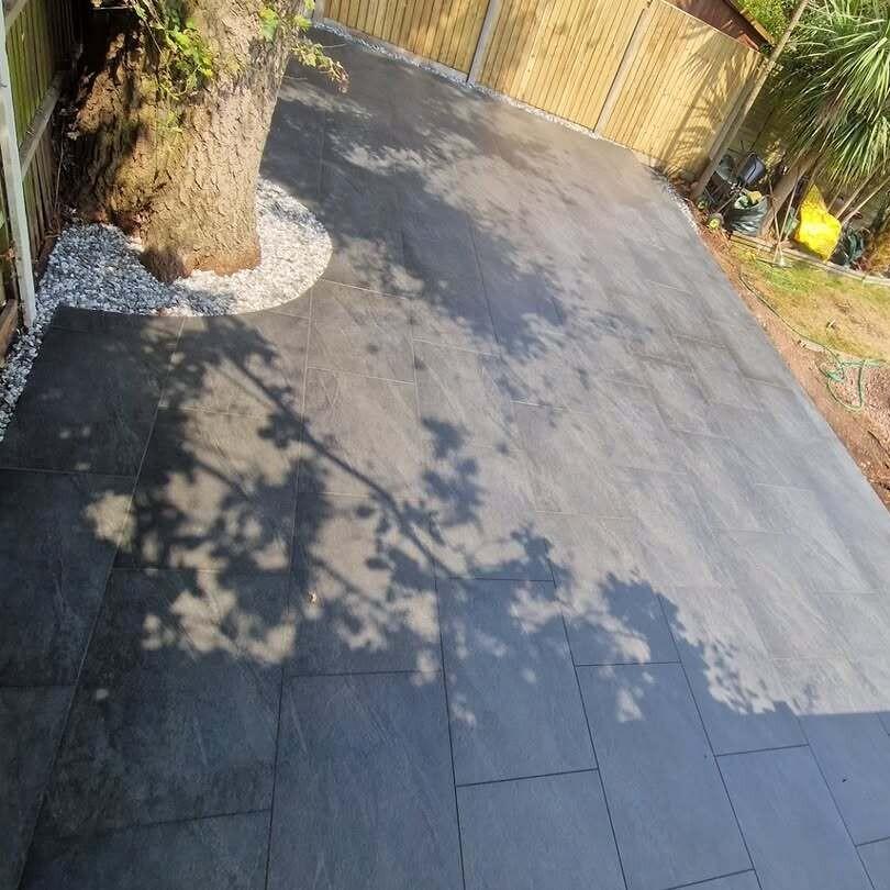 Sienna™ Anthracite Black Porcelain Paving, dark grey patio tiles
