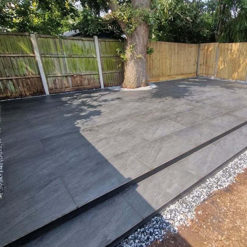 Sienna™ Anthracite Black Porcelain Paving, charcoal garden pavers