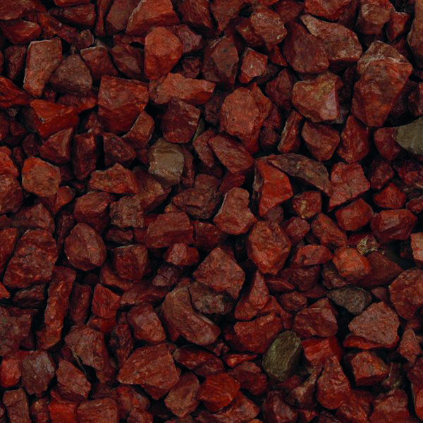 Red flame garden chippings up close wet